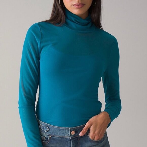 White House Black Market Sheer Mesh Turtleneck Top Shirt - Picture 2 of 4